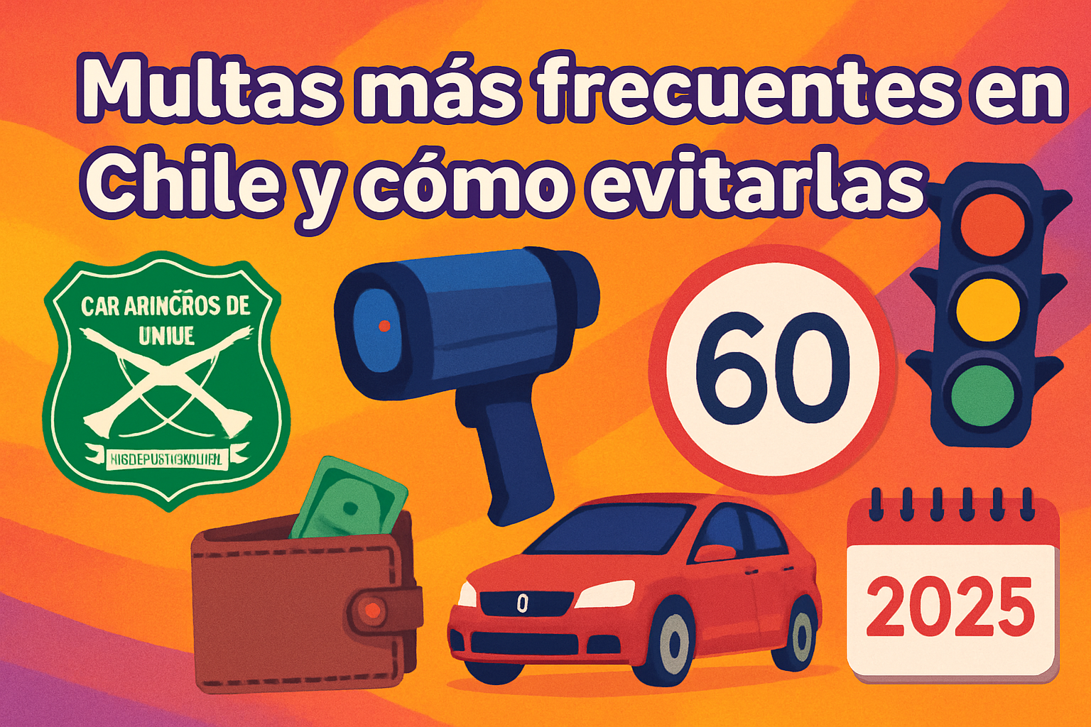 Carta de multa de tránsito sobre auto
