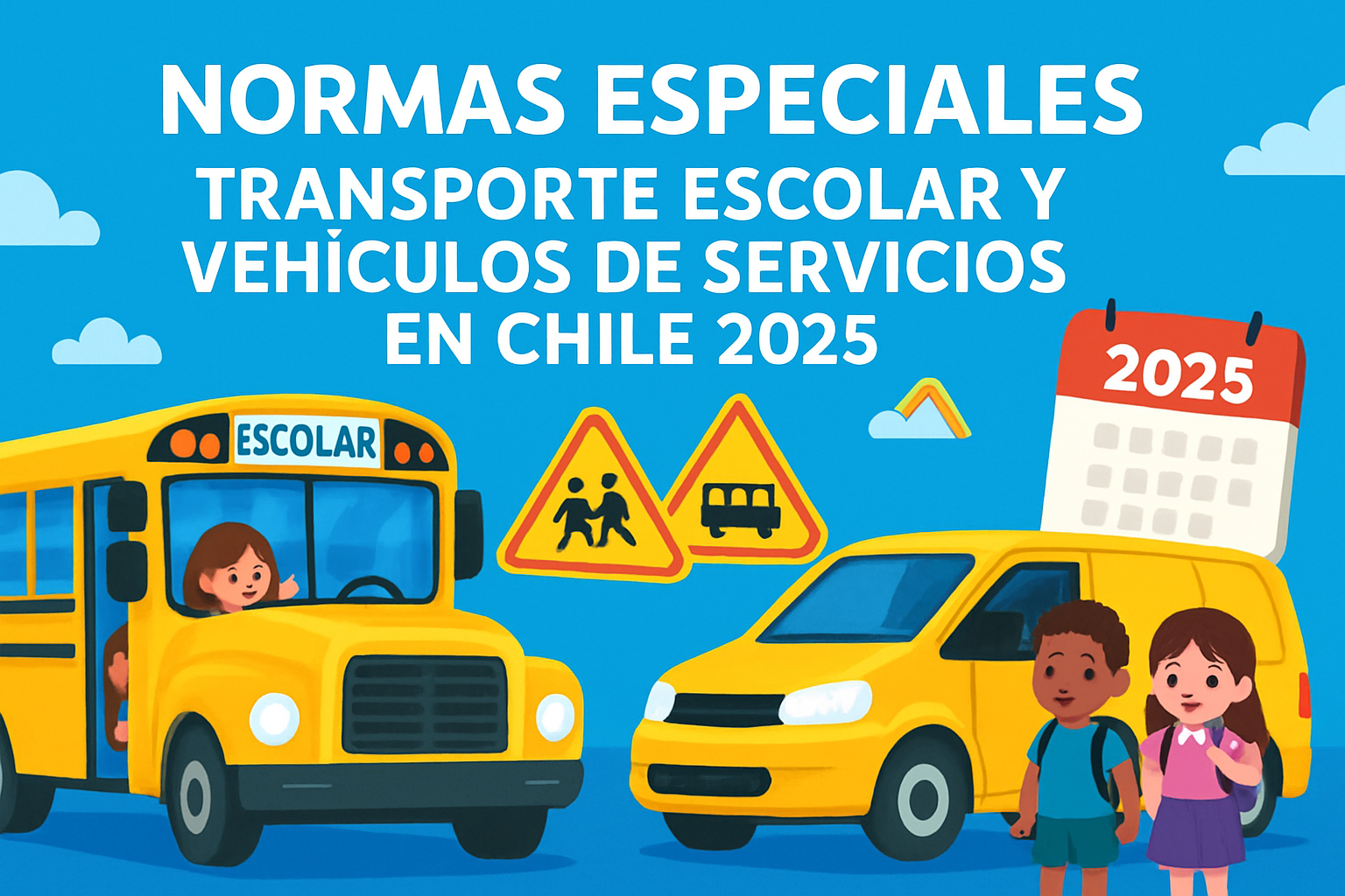 Furgón escolar amarillo cumpliendo normativas