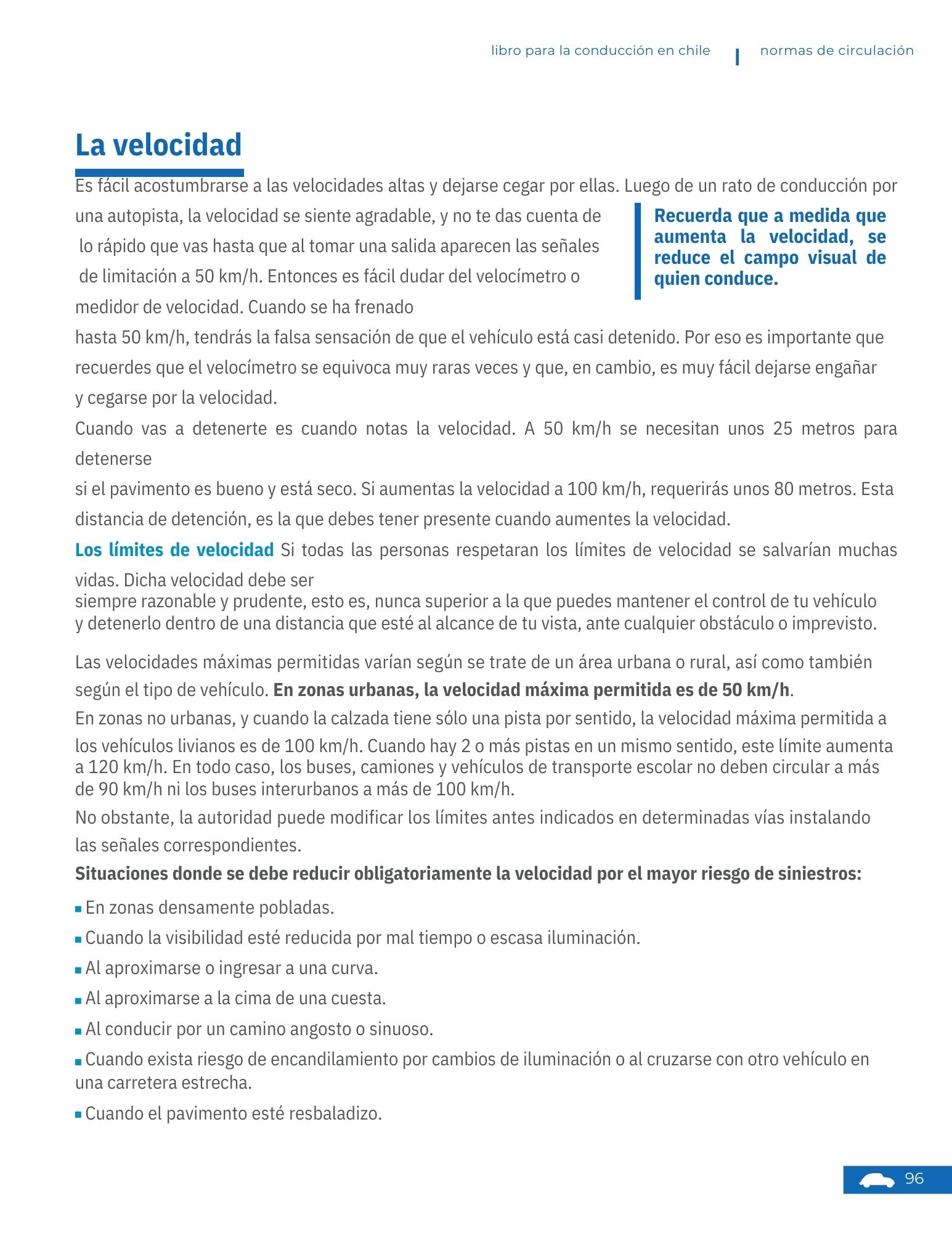 Adelantamientos - Reglas básicas